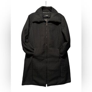 DKNY Black Quilted Long Coat Down and Fowl Filled